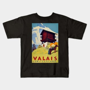 Valais, Switzerland, Ski Poster Kids T-Shirt